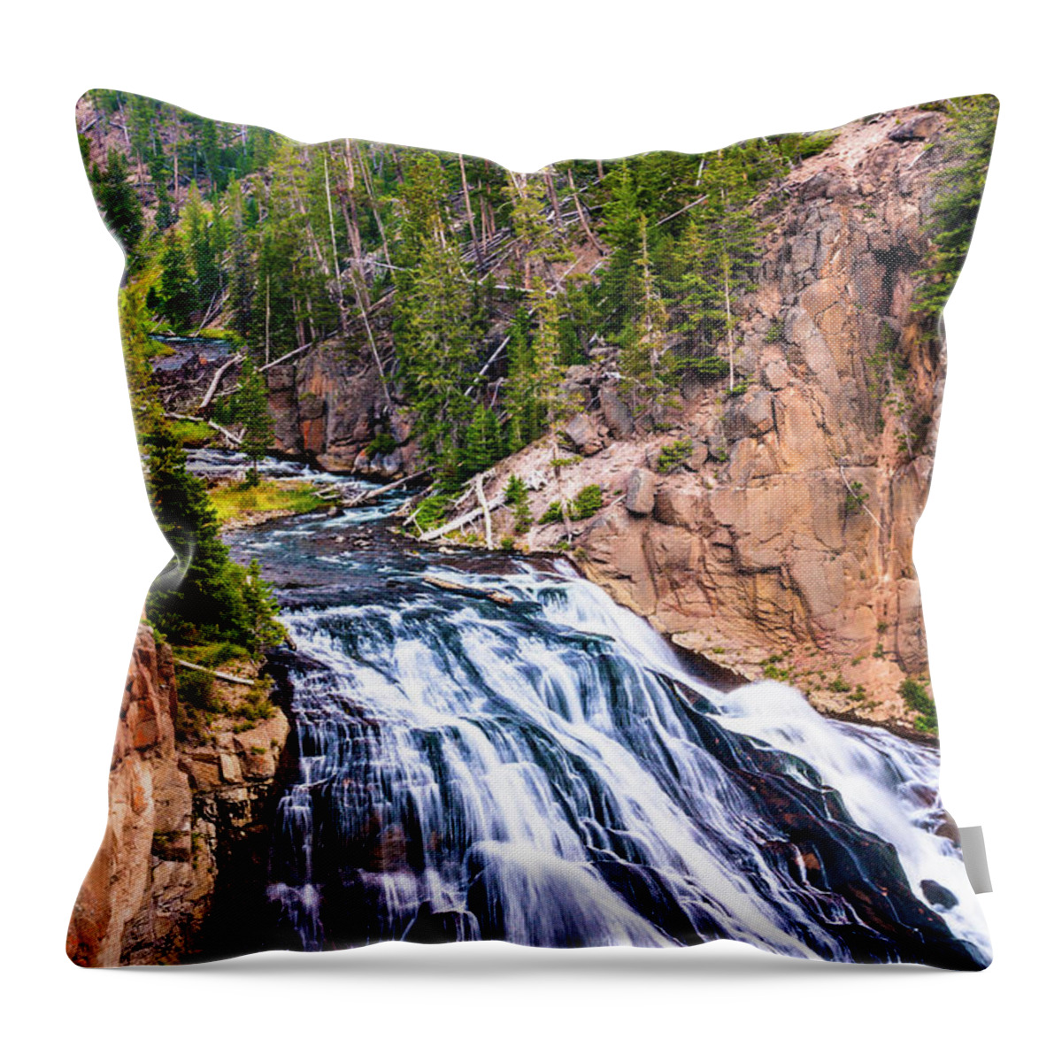Water Throw Pillow featuring the photograph Gibbons Falls Yellowstone by JB Manning