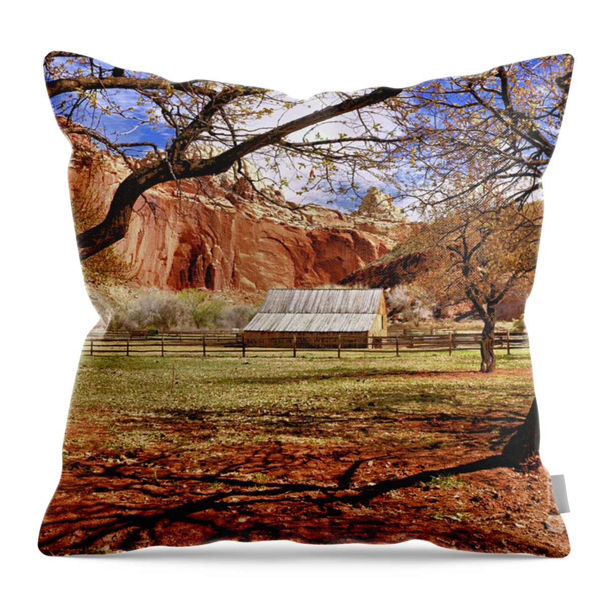 Capitol Reef Throw Pillow featuring the photograph Gifford Barn 3 by Roxie Crouch