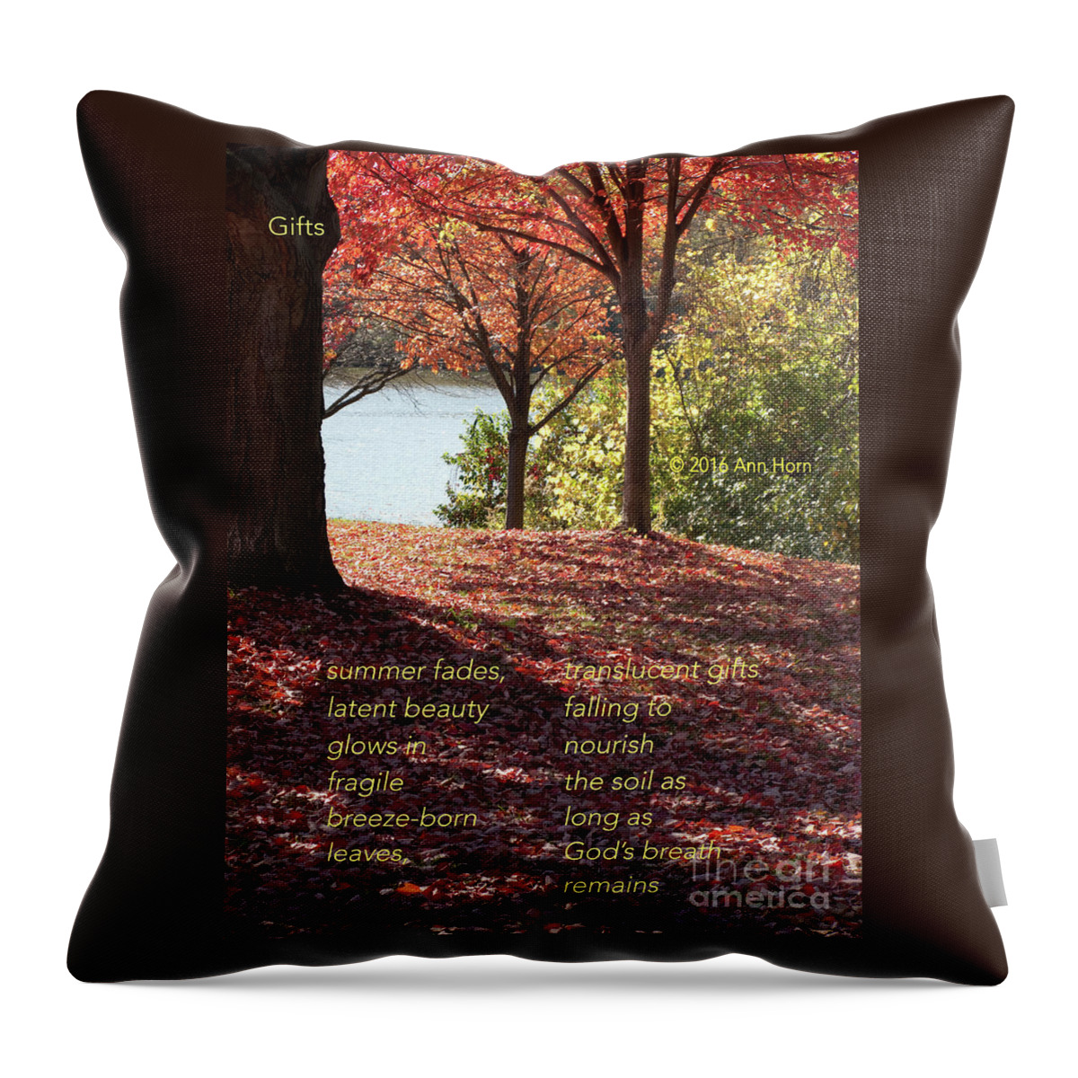 Autumn Throw Pillow featuring the photograph Gifts by Ann Horn