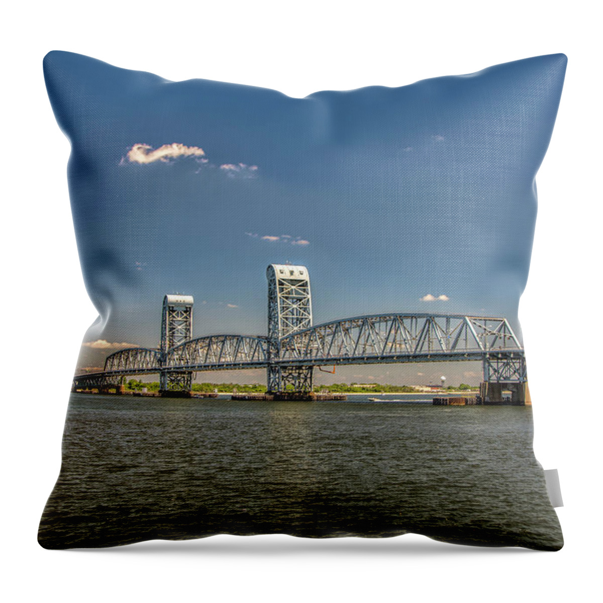 Bridge Throw Pillow featuring the photograph Gil Hodges Memorial Bridge by Cathy Kovarik