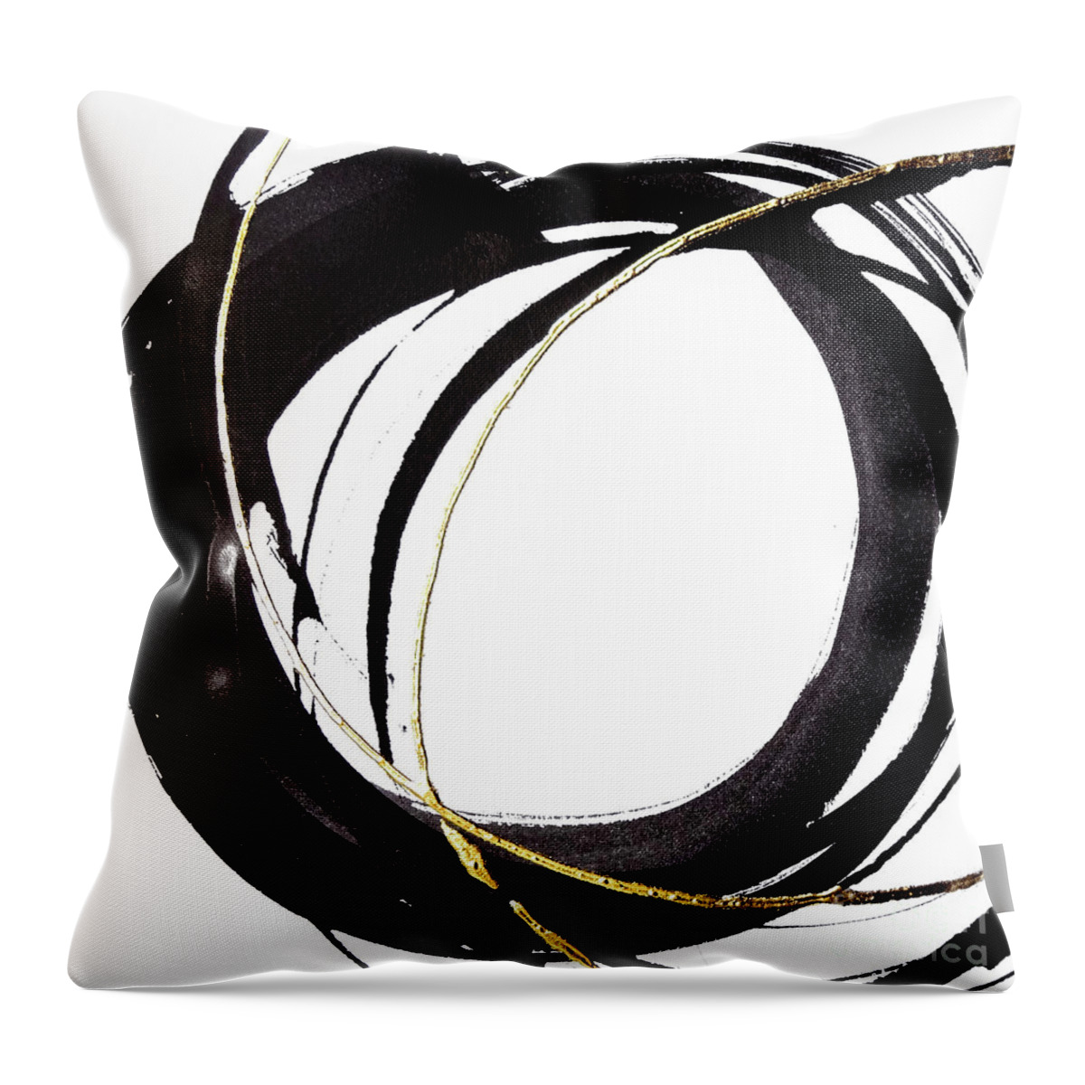 Original Watercolors Throw Pillow featuring the painting Gilded Enso 1 by Chris Paschke
