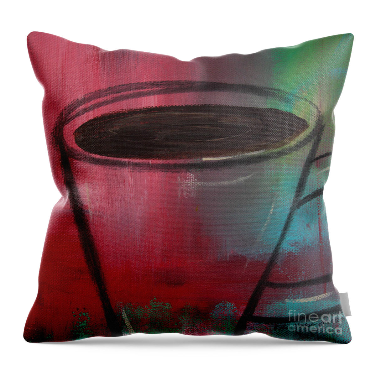 Art Throw Pillow featuring the painting Gimme Coffee by Robin Pedrero
