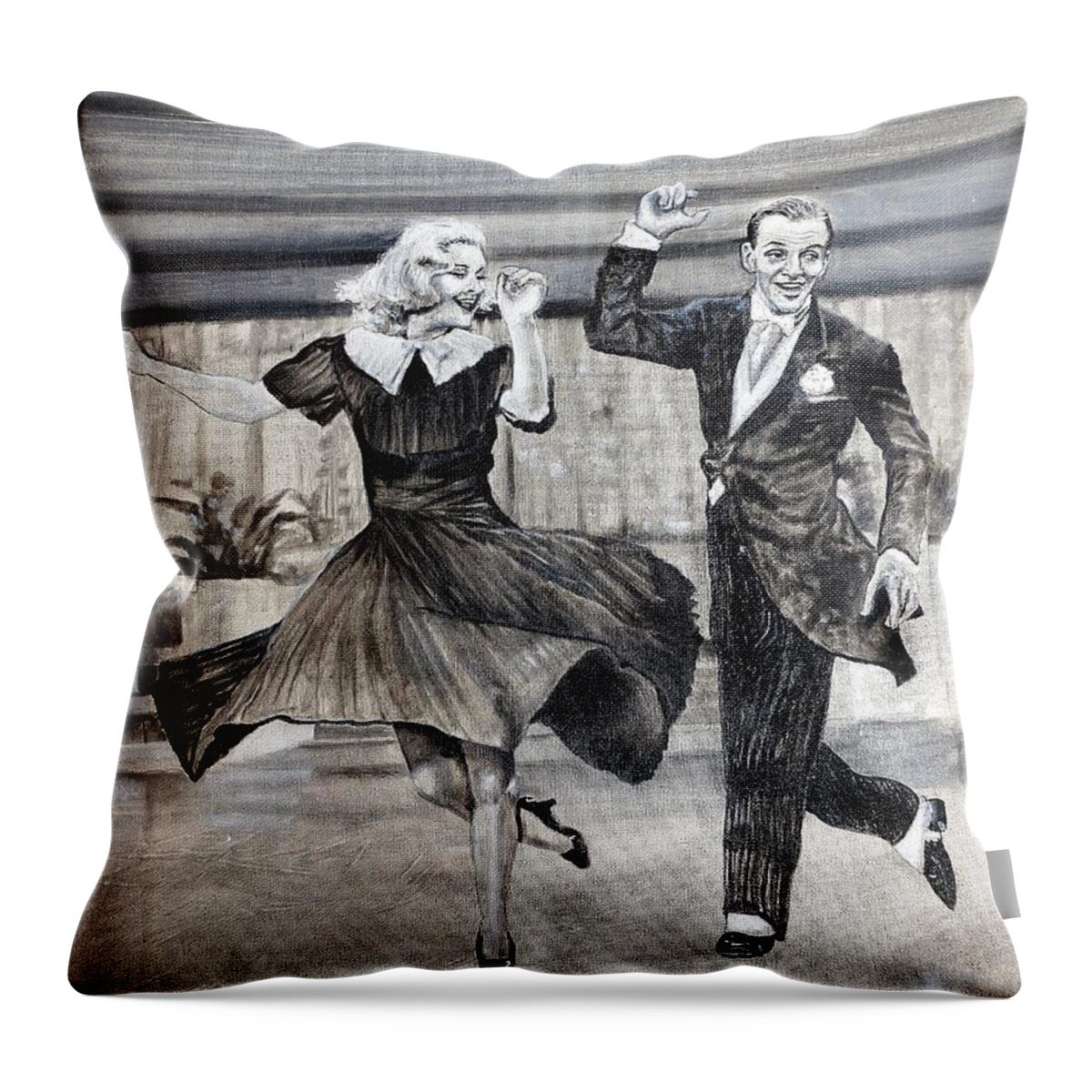 Ginger Rogers Fred Astaire Throw Pillow featuring the painting Ginger Rogers Fred Astaire by Leland Castro