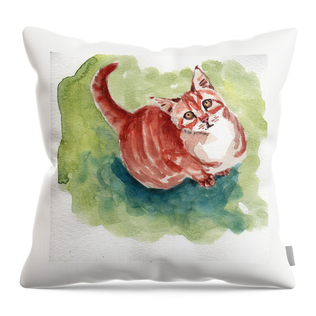  Throw Pillow featuring the painting Ginger tabby 8 by Mimi Boothby