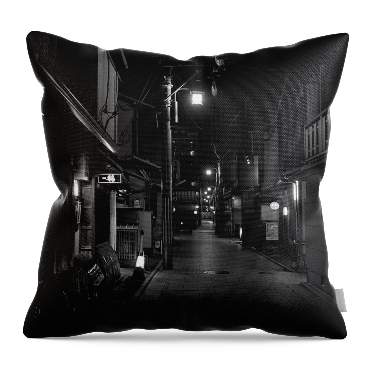 Travel Throw Pillow featuring the photograph Gion Street Lights, Kyoto Japan by Perry Rodriguez