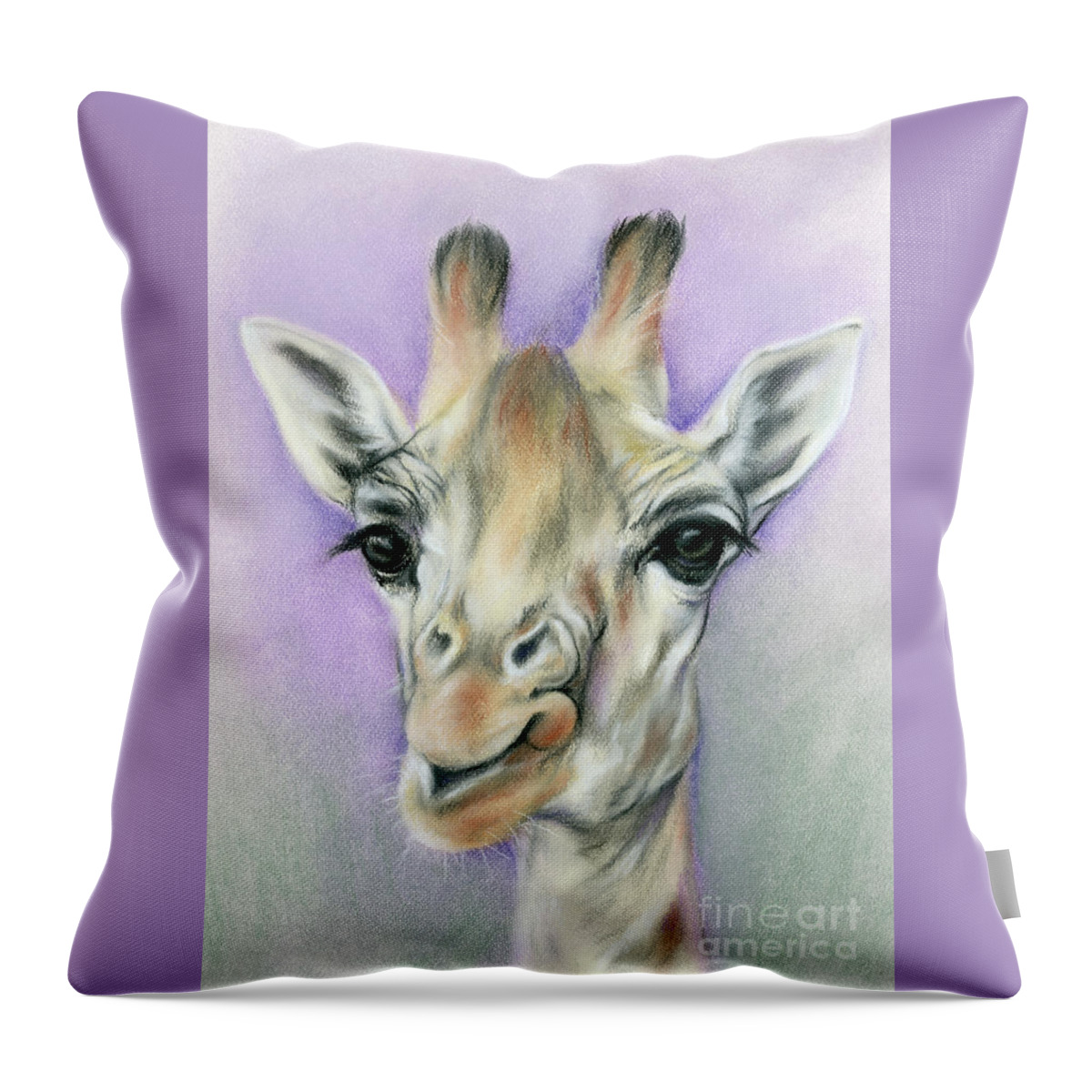 Animal Throw Pillow featuring the painting Giraffe with Beautiful Eyes by MM Anderson