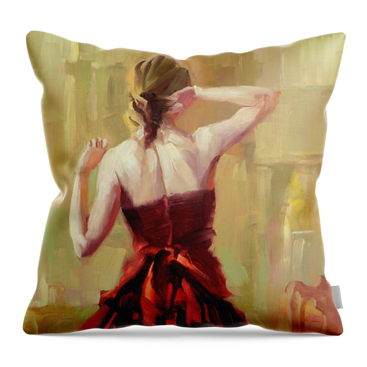 Dancer Throw Pillow featuring the painting Girl in a Copper Dress III by Steve Henderson