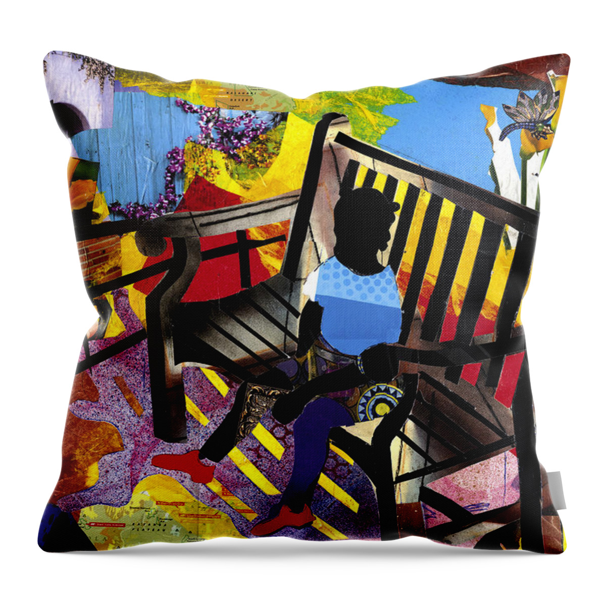 Everett Spruill Throw Pillow featuring the painting Girl In Red Shoes by Everett Spruill