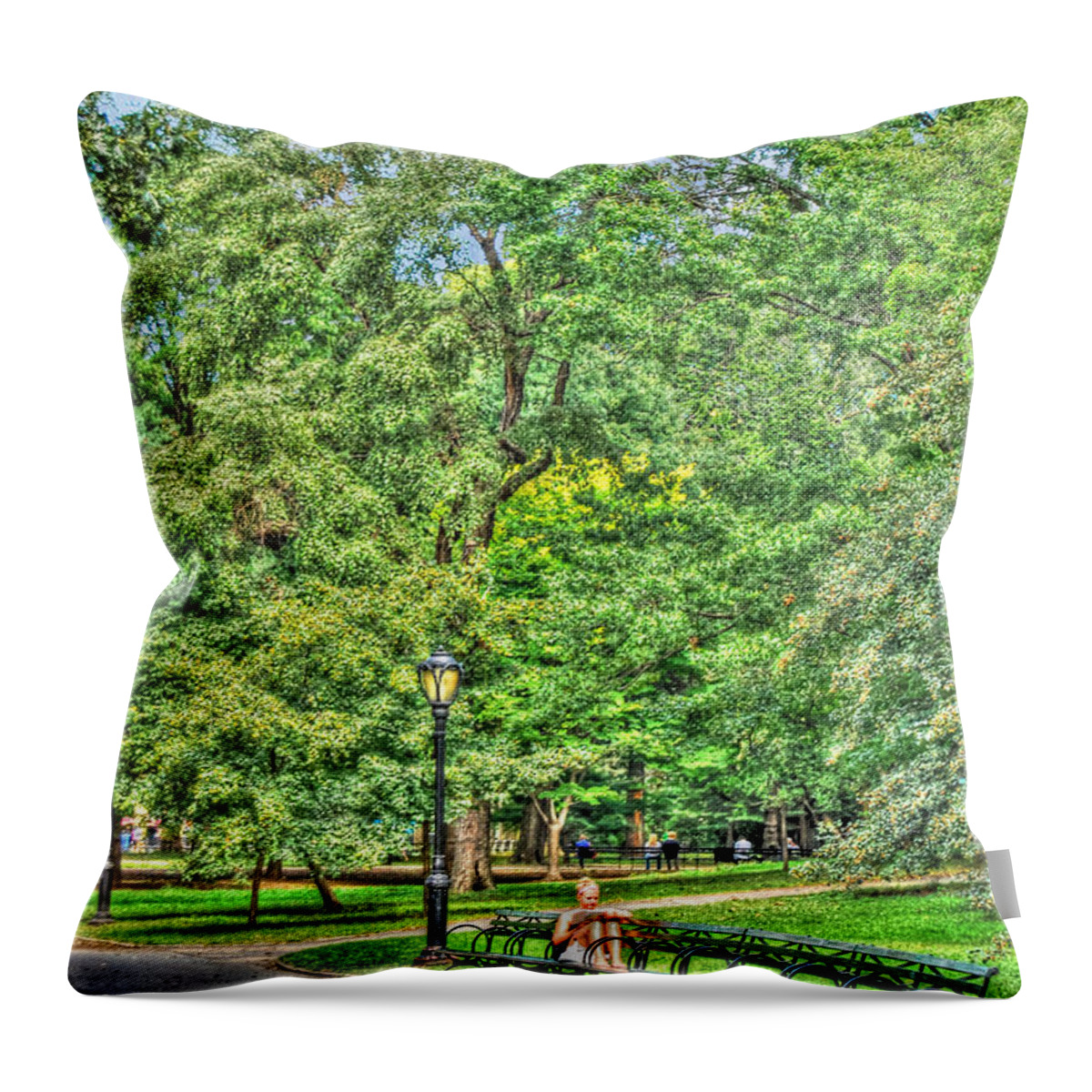 Central Park Throw Pillow featuring the photograph Girl Uninterrupted in Central Park by Randy Aveille