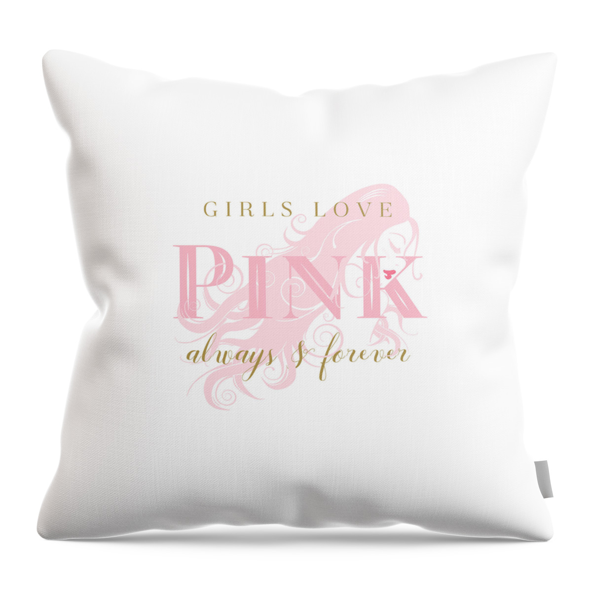 Pink Throw Pillow featuring the digital art Girls Love Pink Woman Silhouette by Tracie Schiebel
