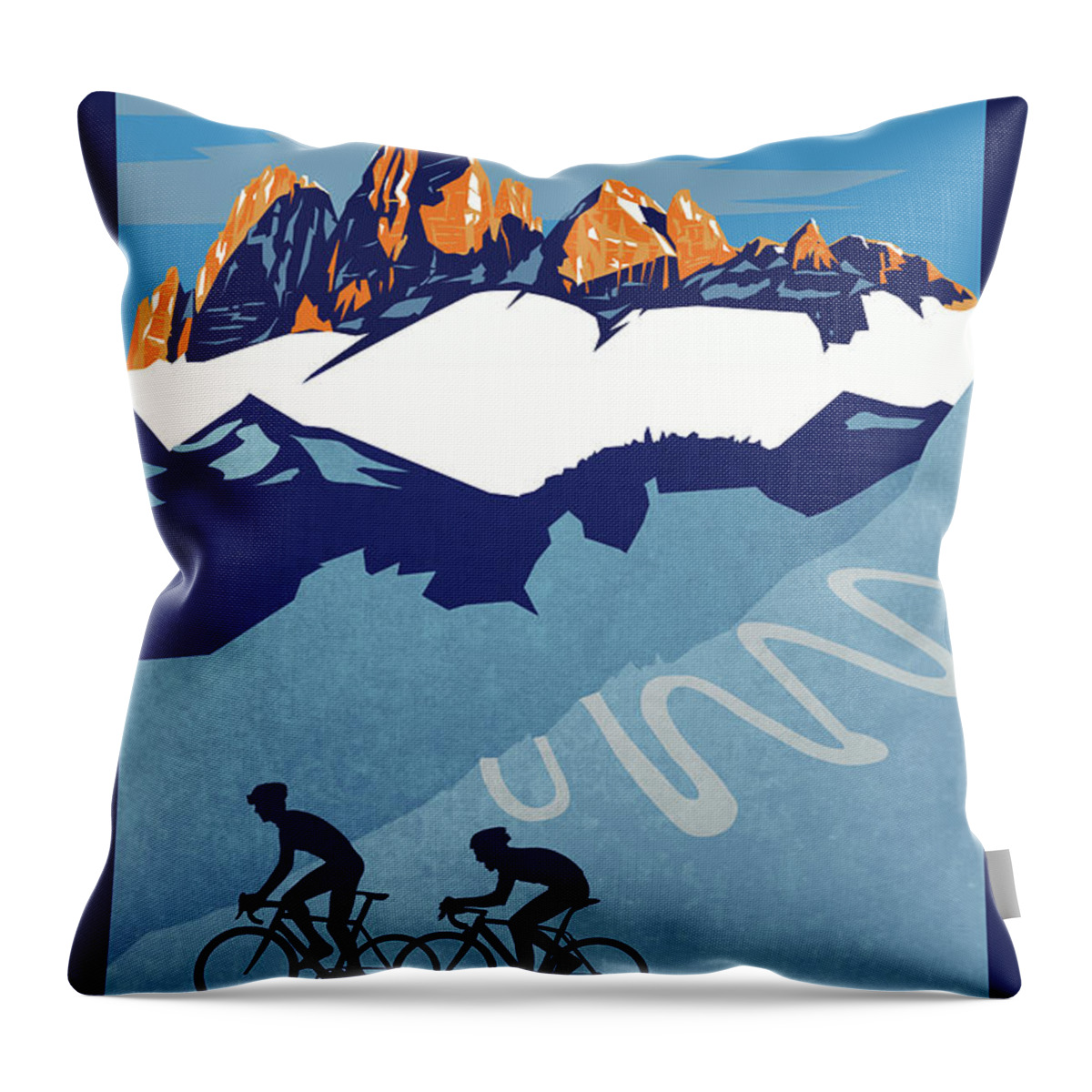 Giro D'italia Throw Pillow featuring the painting Giro D'Italia cycling poster by Sassan Filsoof