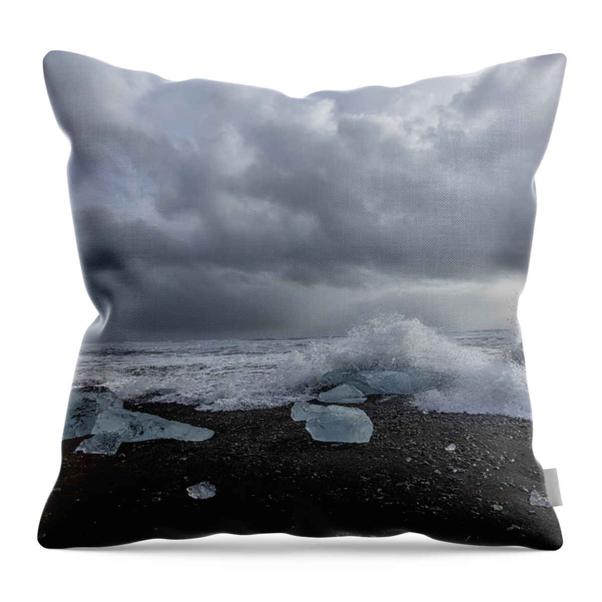 Glacial Lagoon Throw Pillow featuring the tapestry - textile Glacier Ice 2 by Kathy Adams Clark