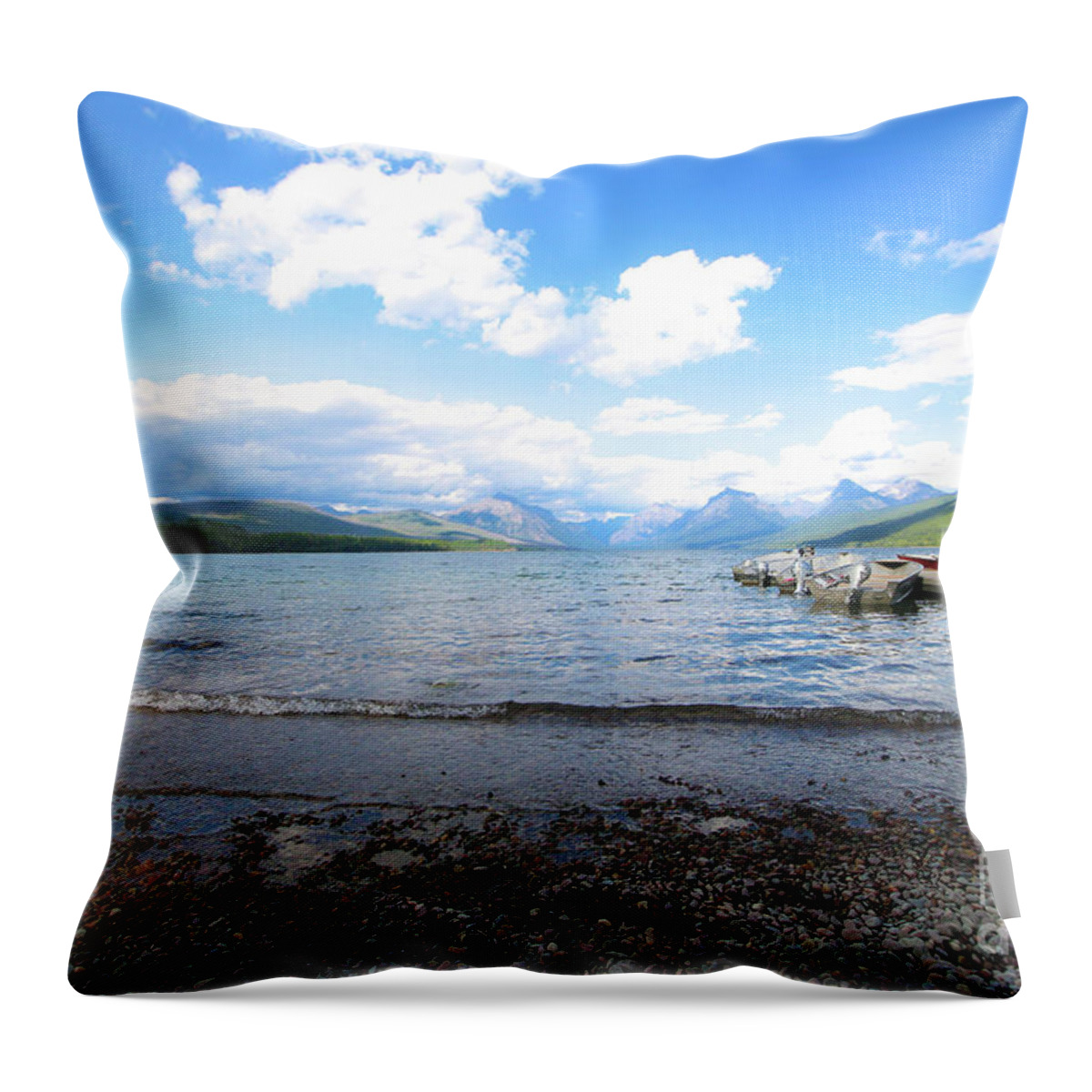 Lake Mcdonald Throw Pillow featuring the photograph Glacier National Park Lake McDonald Three by Veronica Batterson