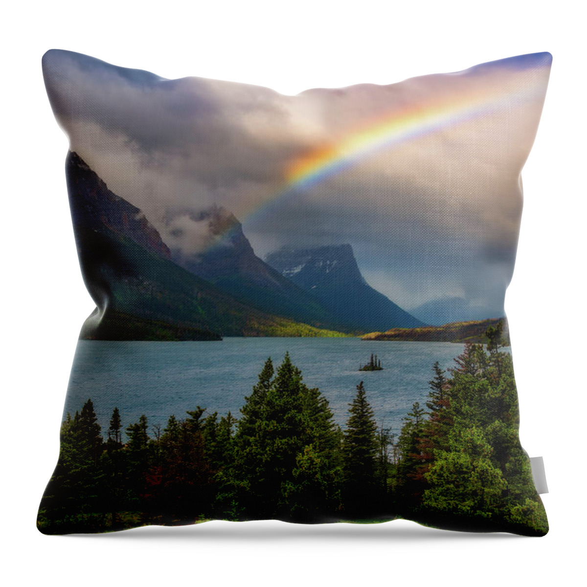 Rainbow Throw Pillow featuring the photograph Glacier Rainbow by Darren White