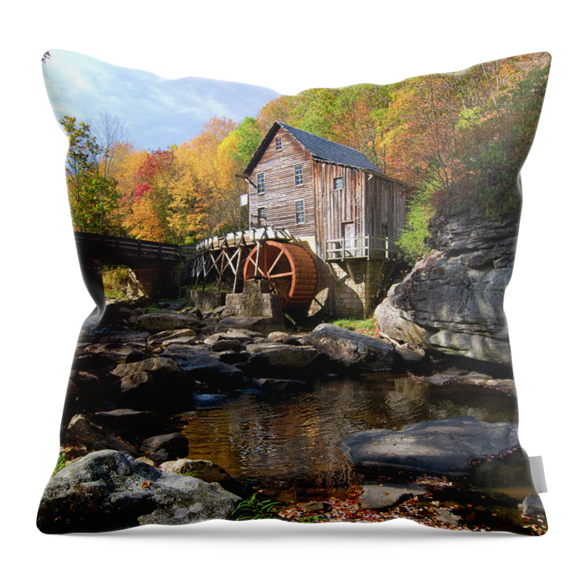 Mill Throw Pillow featuring the photograph Glade Creek Grist Mill by Steve Stuller