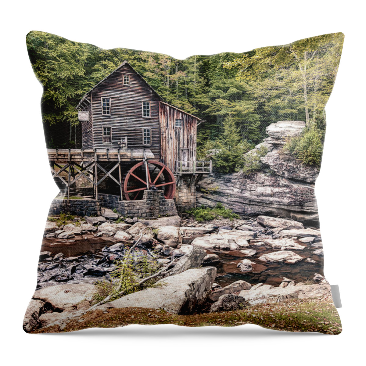 America Throw Pillow featuring the photograph Glade Creek Mill Landscape - West Virginia by Gregory Ballos