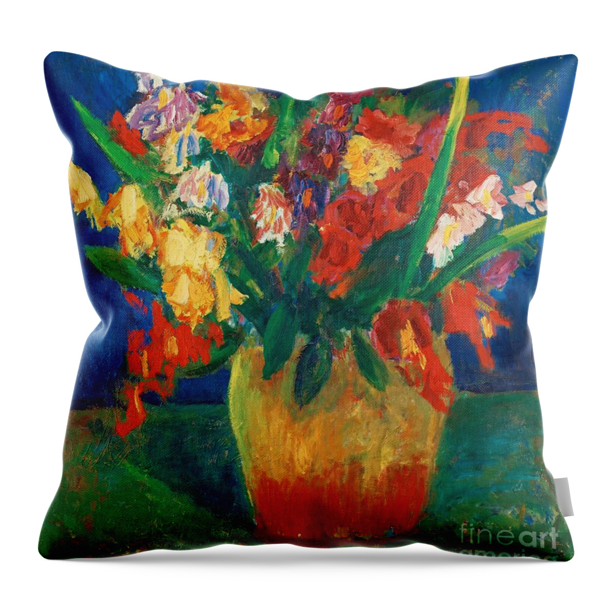 Ivan Ivarson Throw Pillow featuring the painting Gladiolus by Celestial Images