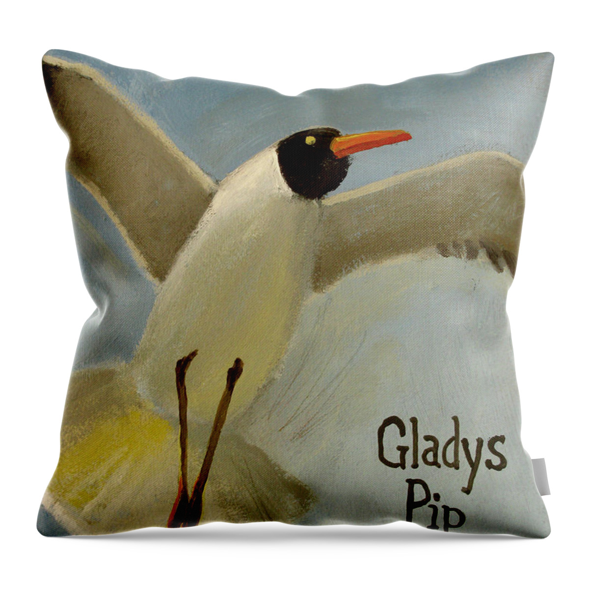 Seagull Throw Pillow featuring the painting Gladys Pip by Don Morgan