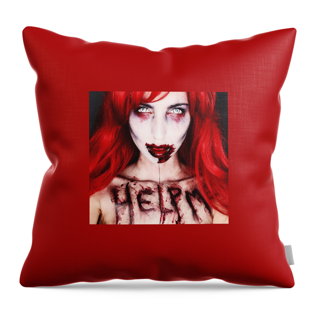 Beautymakeup Throw Pillow featuring the photograph Glam Zombie by S U S A N N G R A S S O W