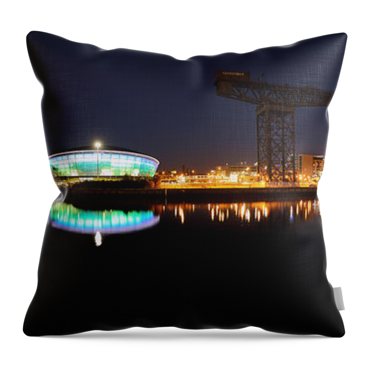  Clyde Arc Throw Pillow featuring the photograph Glasgow Clyde Panorama by Grant Glendinning