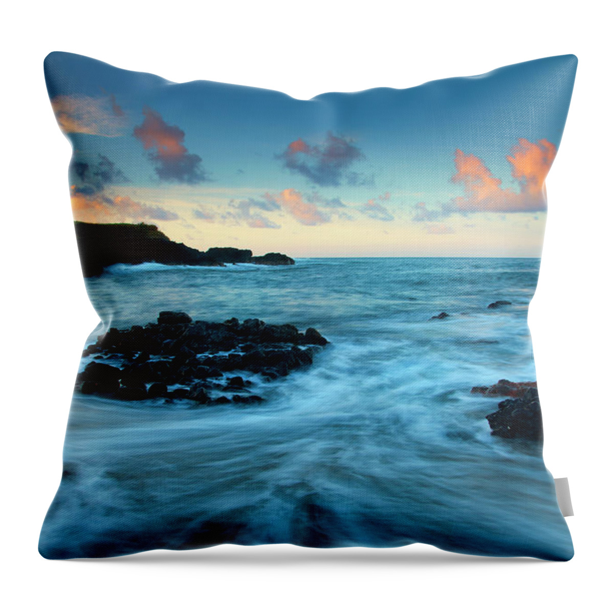 Glass Beach Throw Pillow featuring the photograph Glass Beach Dawn by Michael Dawson
