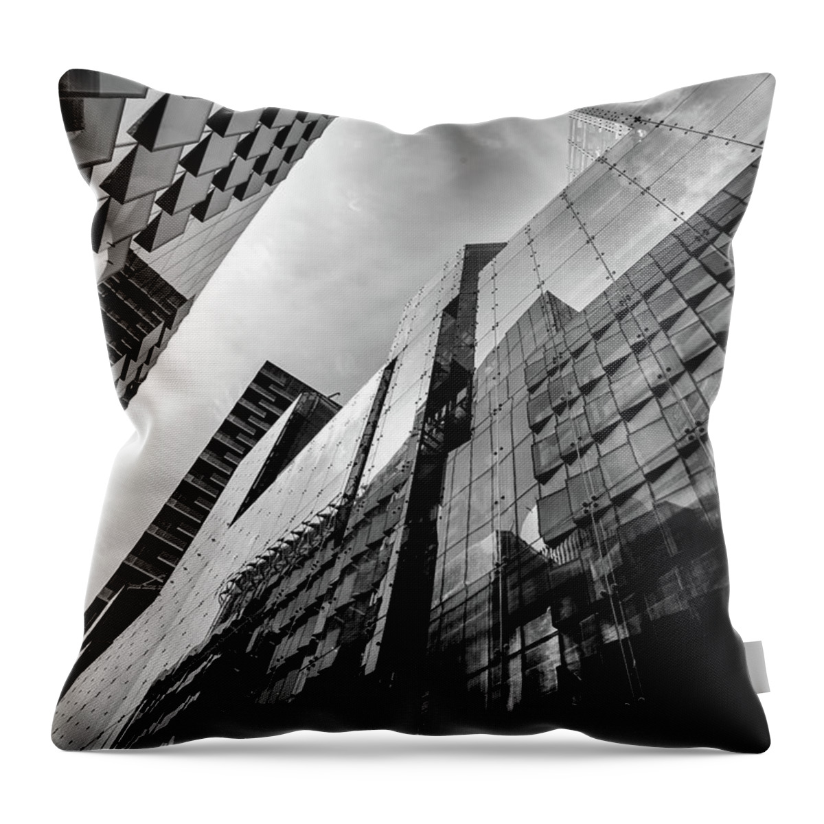 Glass Throw Pillow featuring the photograph Glass Business Window Building Abstract London by John Williams