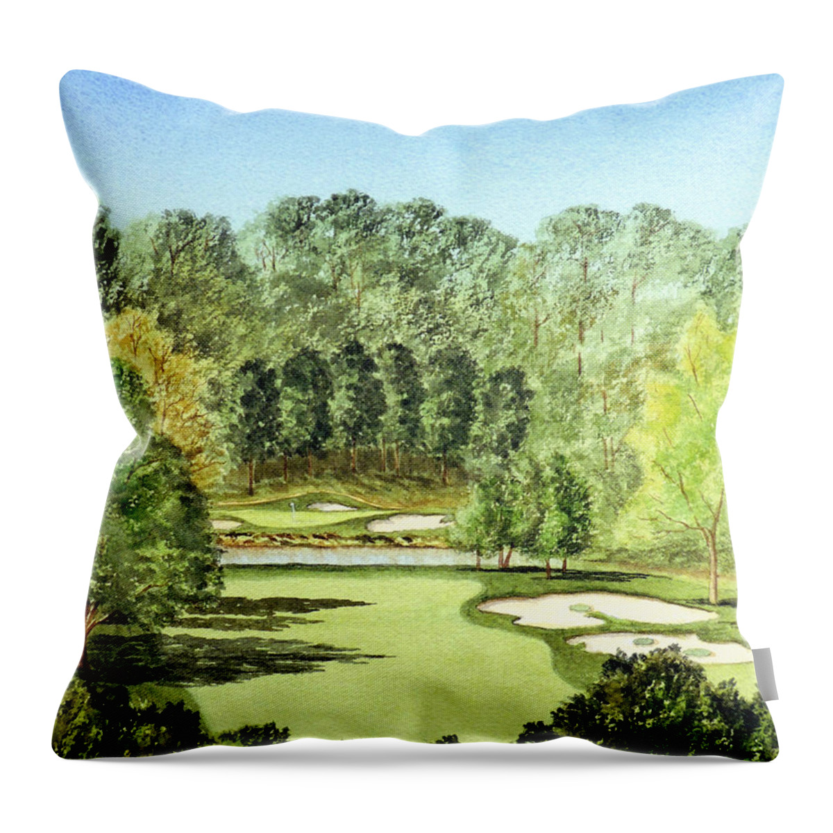 Glen Abbey Golf Course Painting Throw Pillow featuring the painting Glen Abbey Golf Course Canada 11th Hole by Bill Holkham