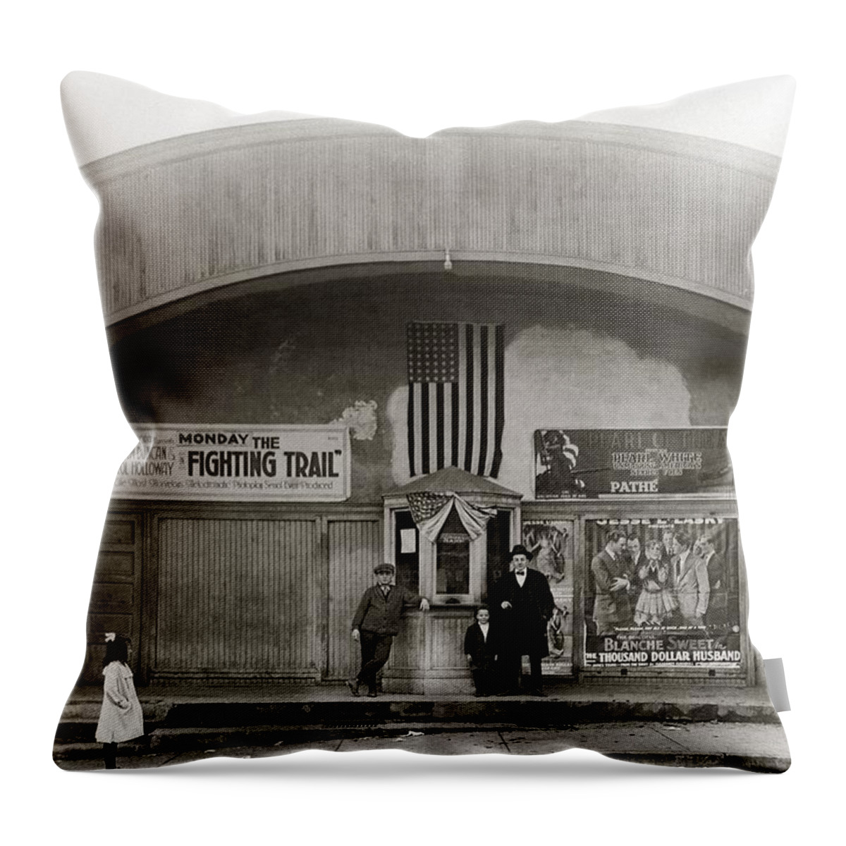 Glen Lyon Throw Pillow featuring the photograph Glen Lyon PA. Family Theatre Early 1900s by Arthur Miller