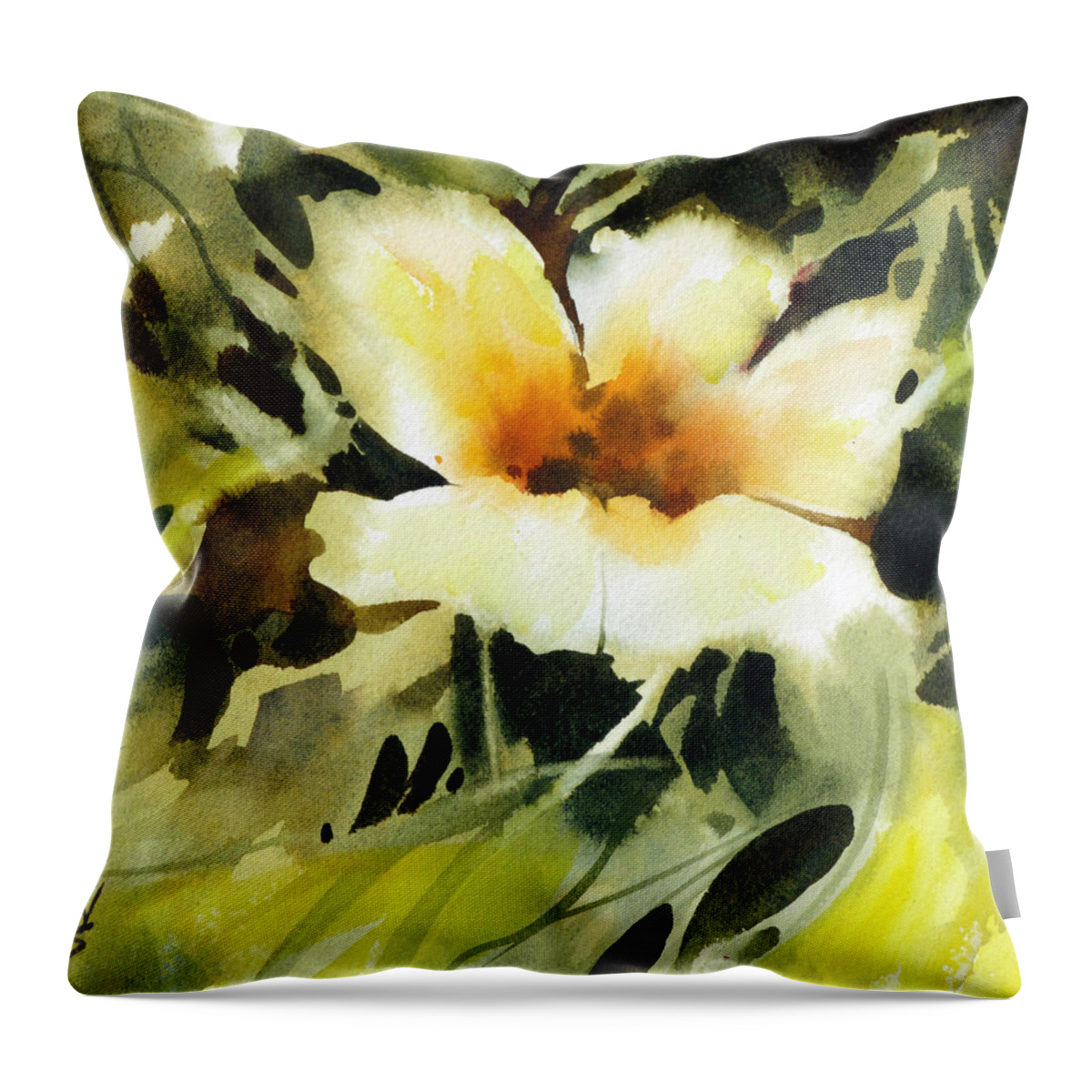 Floral Throw Pillow featuring the painting Glimpse by Rae Andrews