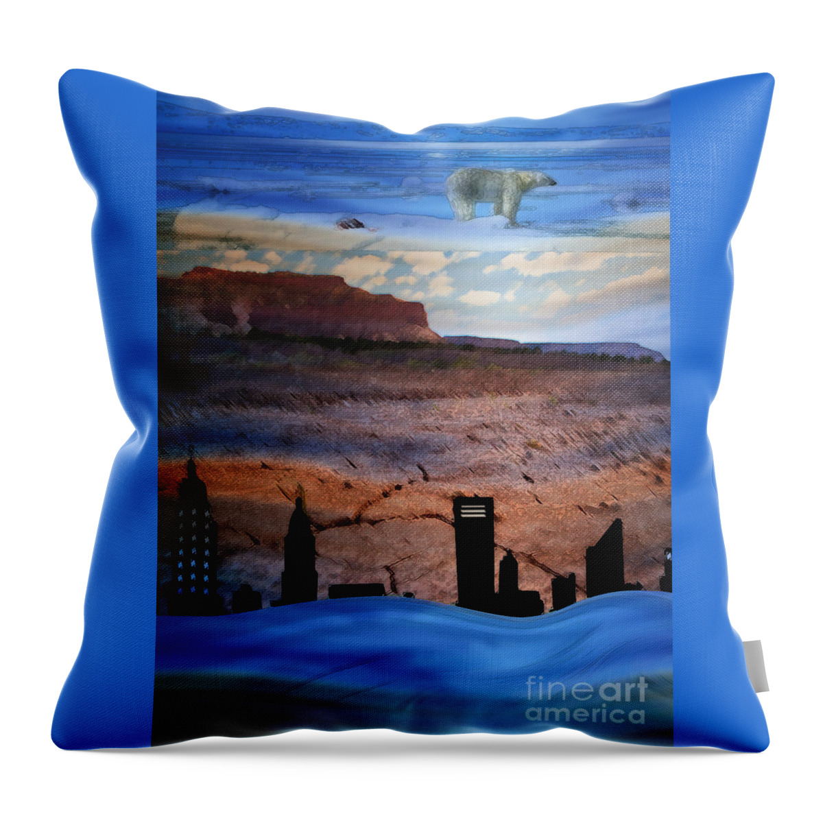 Globe Throw Pillow featuring the digital art Global Care Be Aware by Shelley Myers