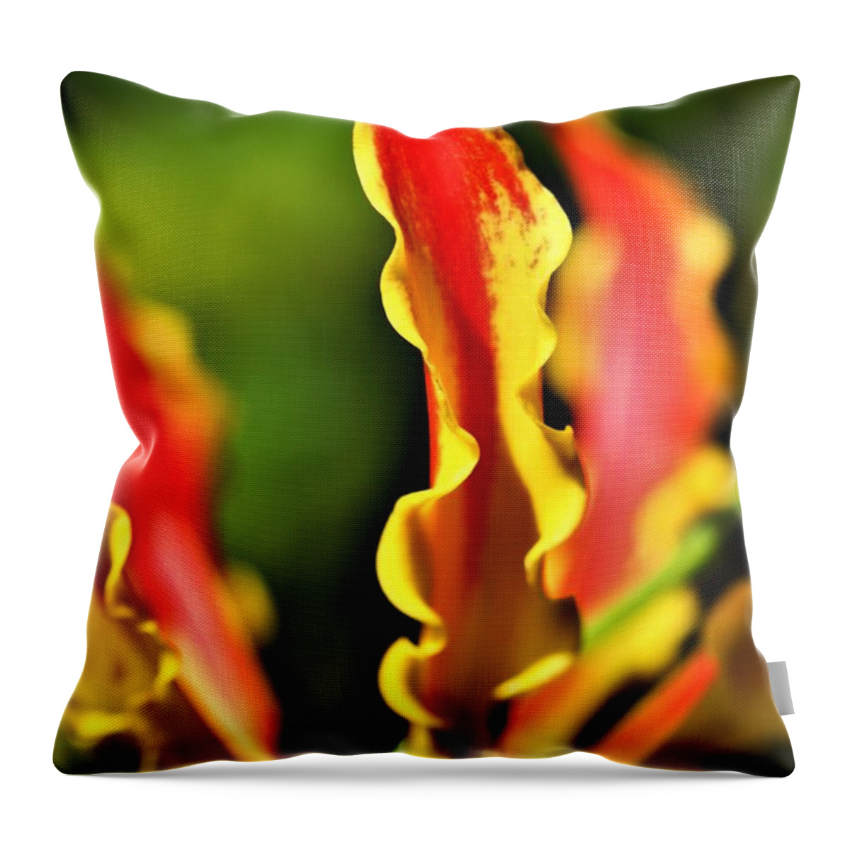 Yellow Throw Pillow featuring the photograph Gloriosa Lilly by Tracey Lee Cassin