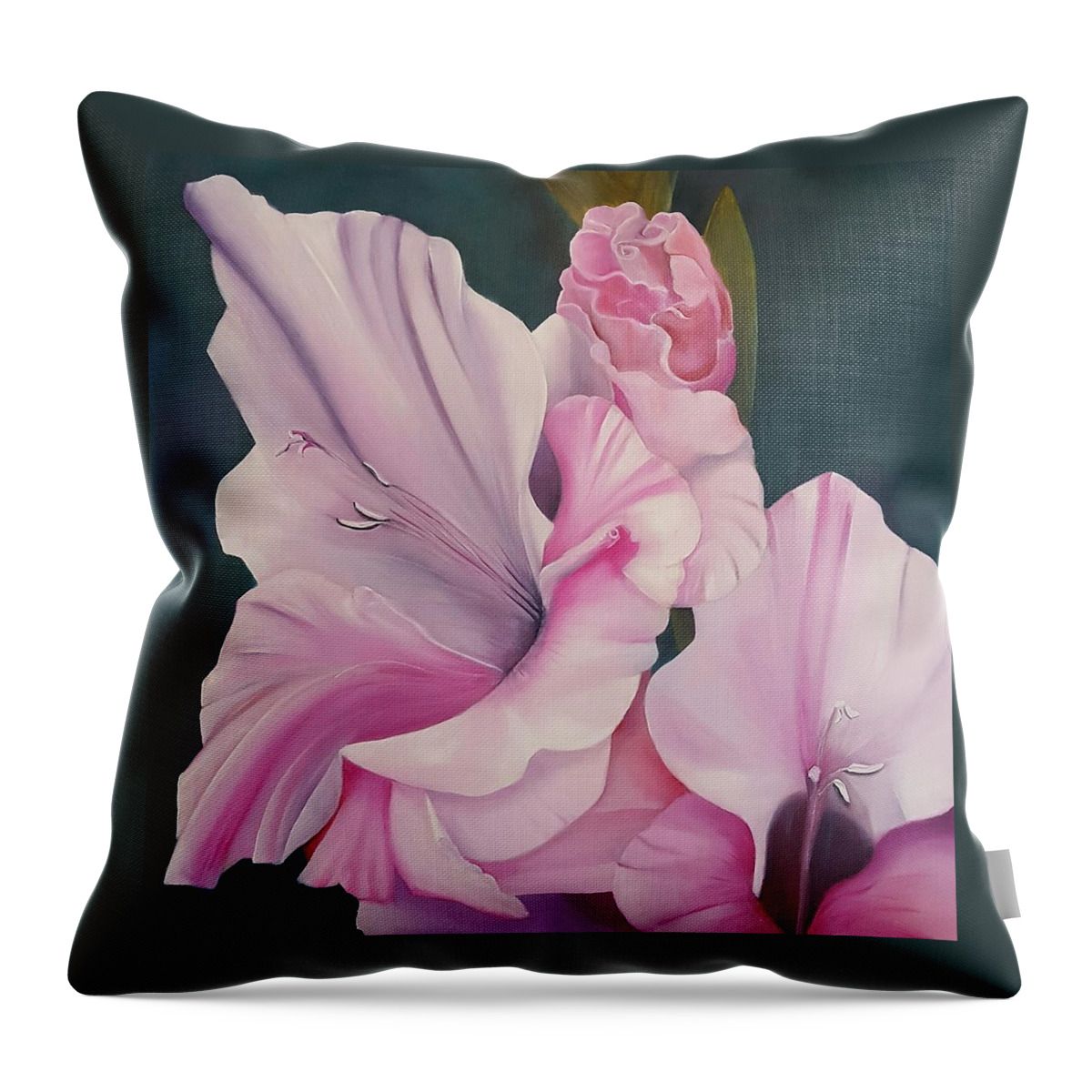 Large Floral Throw Pillow featuring the painting Glorious Glaioulos by Connie Rish