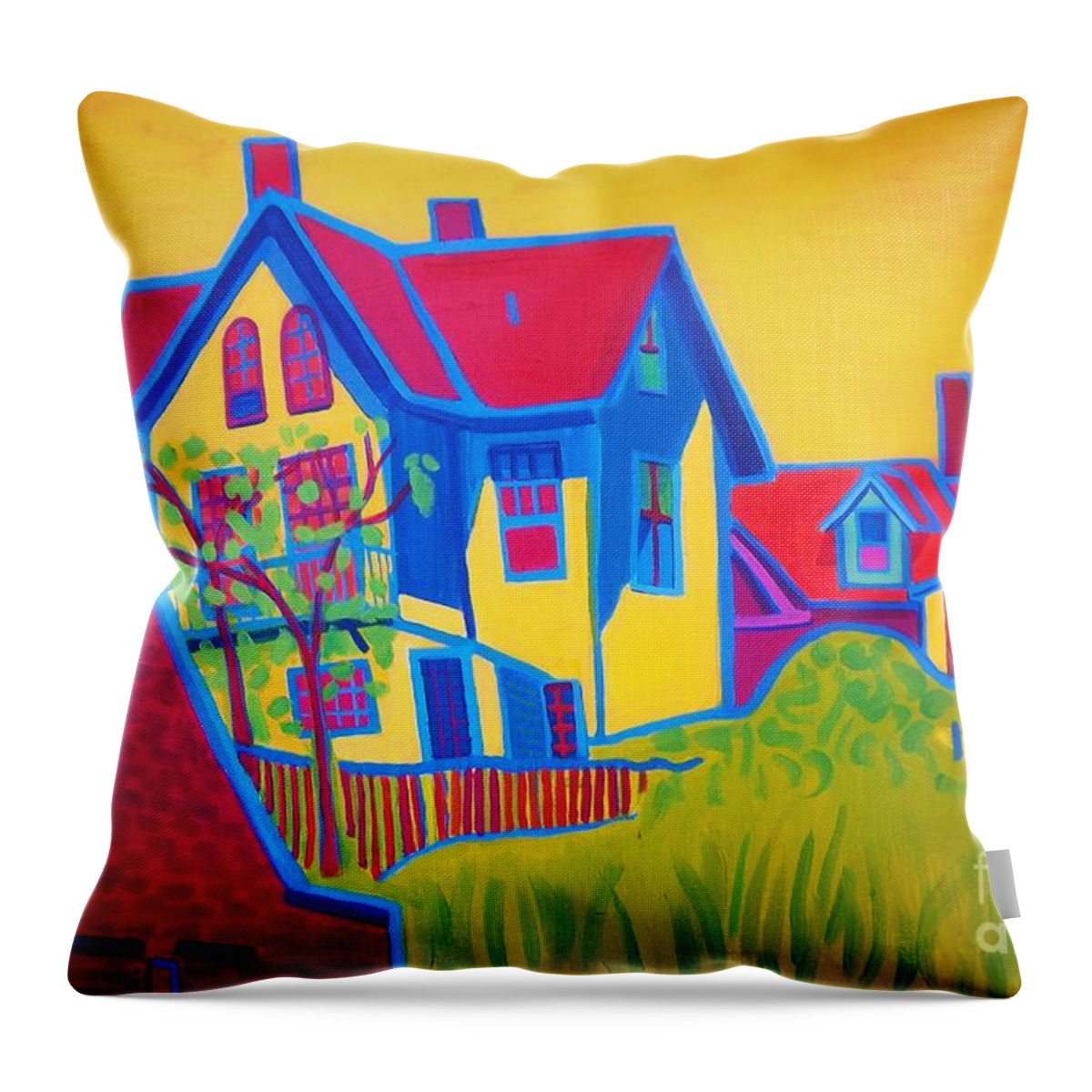 Landscape Throw Pillow featuring the painting Gloucester Hilltop by Debra Bretton Robinson