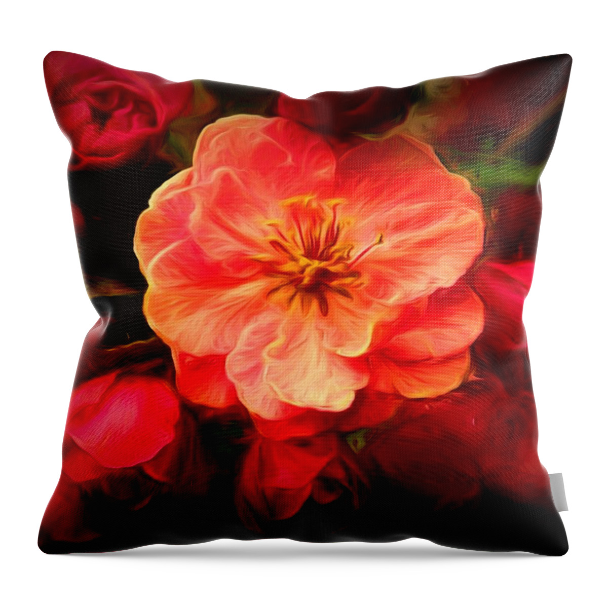 Pink Throw Pillow featuring the painting Glowing blossom by Lilia S