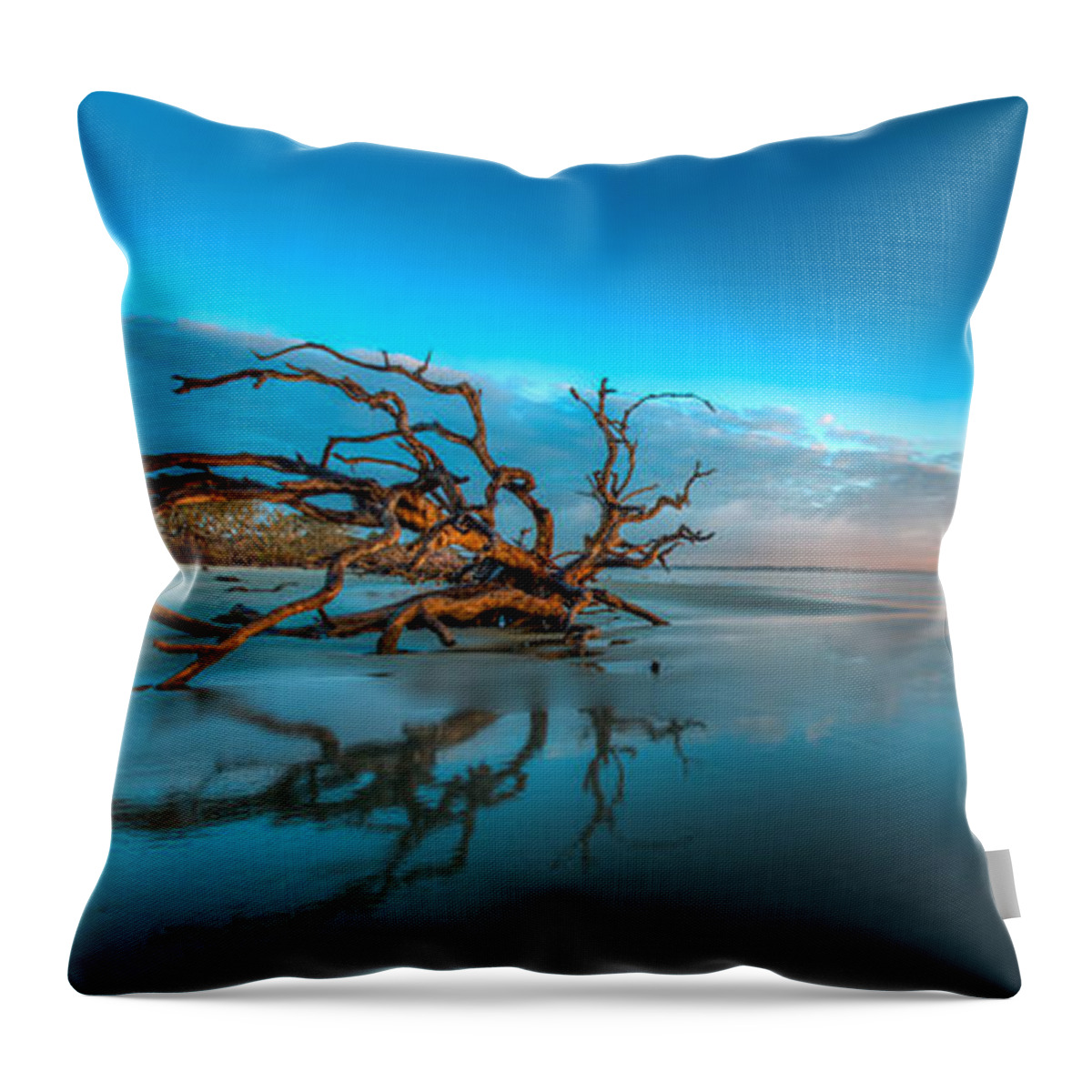 Panorama Throw Pillow featuring the photograph Glowing Dawn Panorama by Debra and Dave Vanderlaan