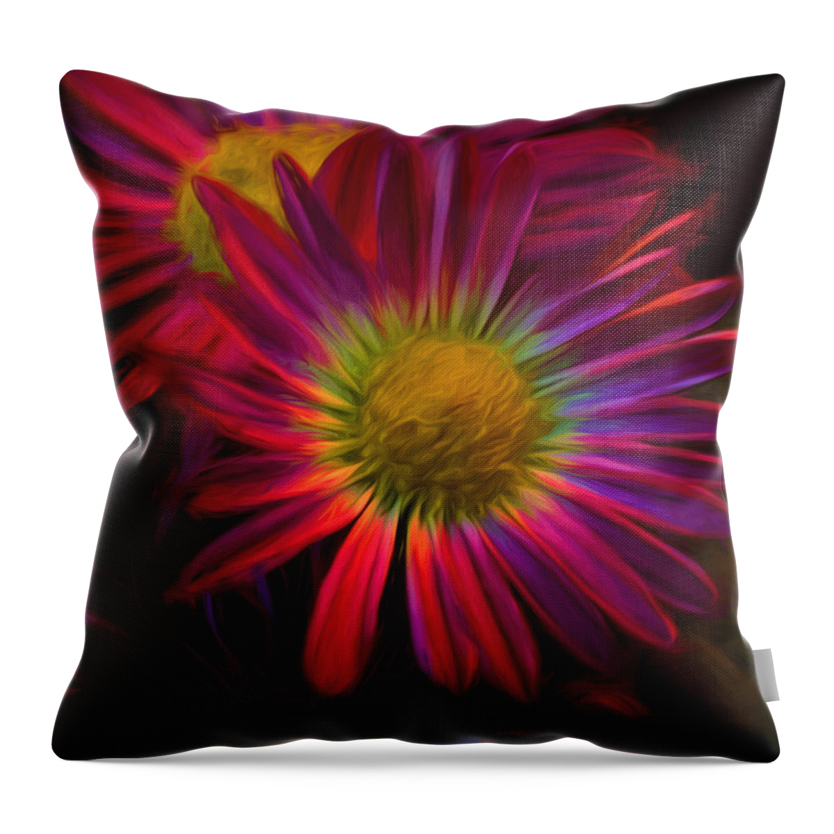 Flower Throw Pillow featuring the digital art Glowing eye of flower by Lilia S