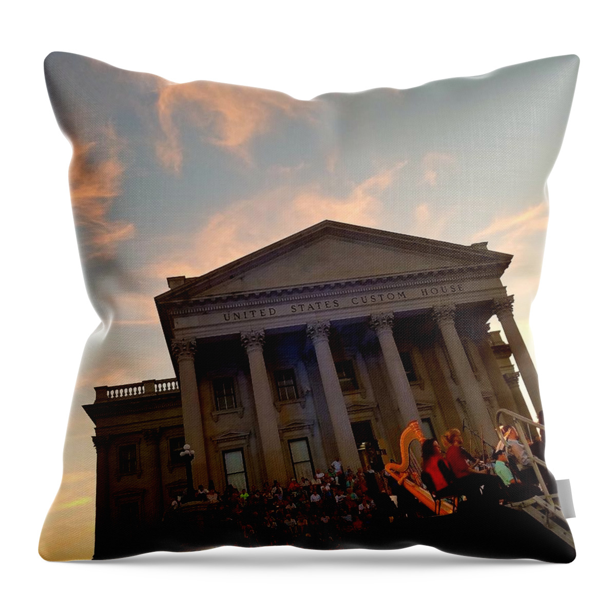 Orchestra Throw Pillow featuring the photograph Glowing Harp by Amy Regenbogen