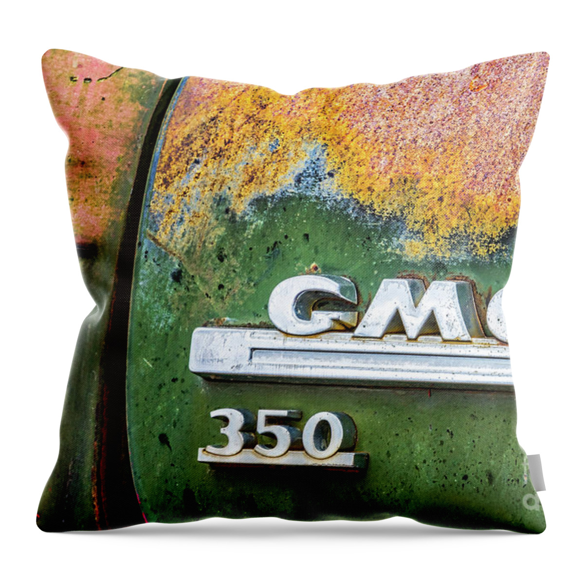 Abandon Throw Pillow featuring the photograph GMC 350 Tag by Jerry Fornarotto