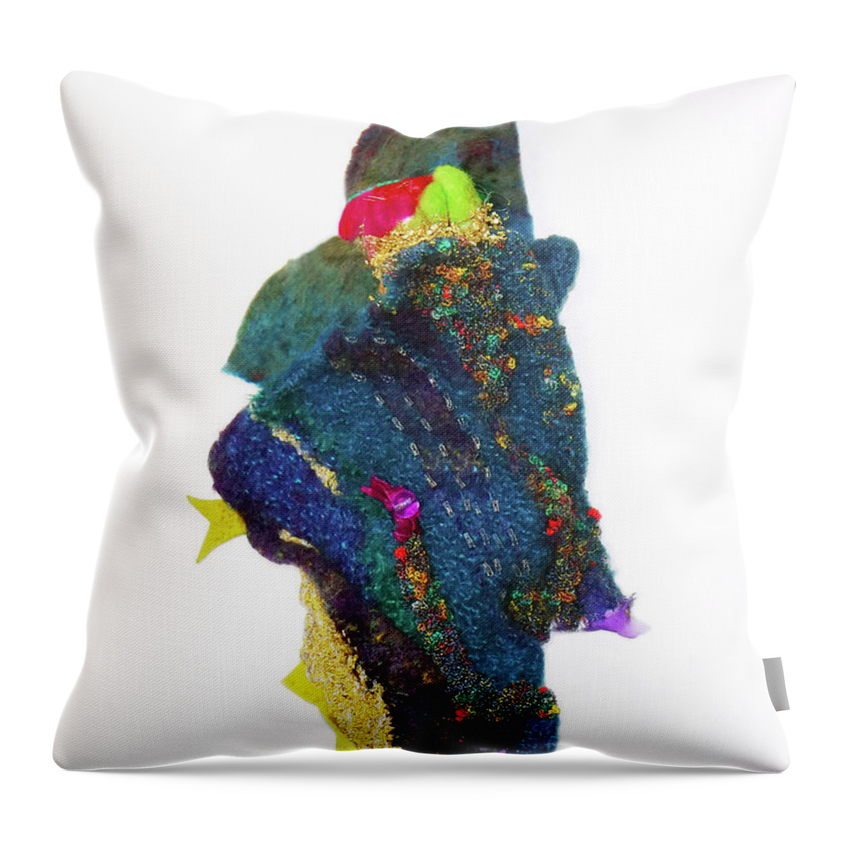 Fanciful Gnome Throw Pillow featuring the sculpture Gnome by Sylvia Greer