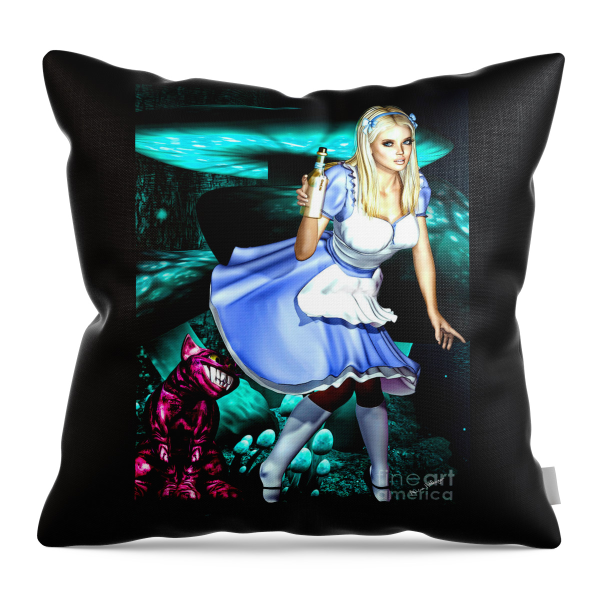 Alice In Wonderland Throw Pillow featuring the digital art Go Ask Alice by Alicia Hollinger