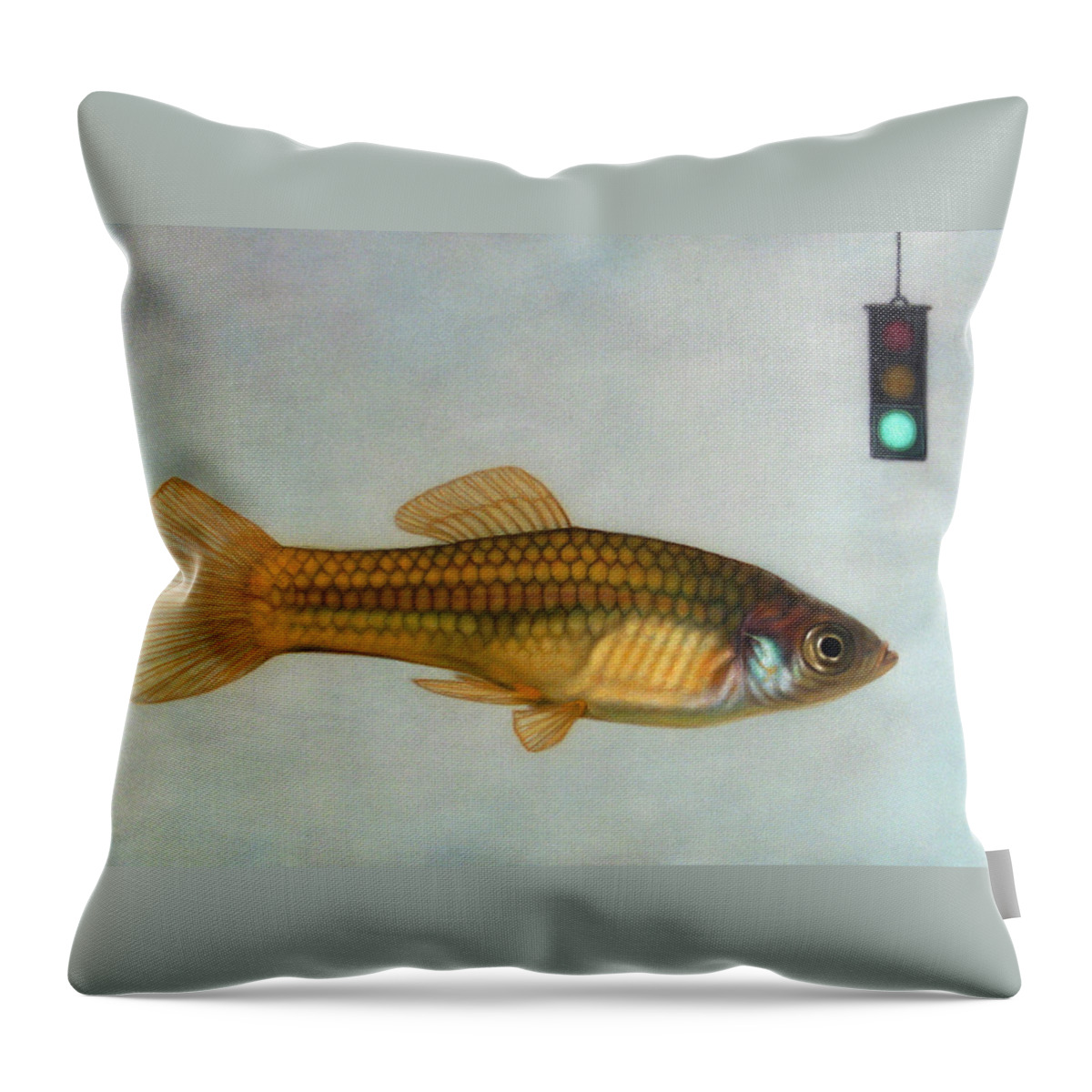 Fish Throw Pillow featuring the painting Go Fish by James W Johnson