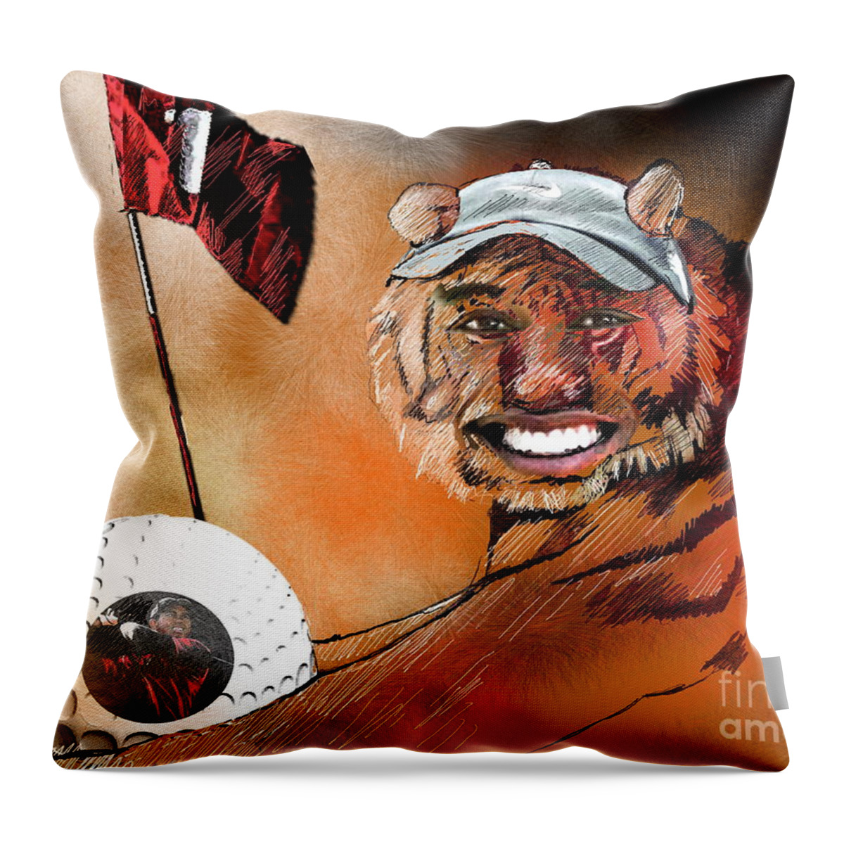 Golf Art Throw Pillow featuring the painting Go for it by Miki De Goodaboom