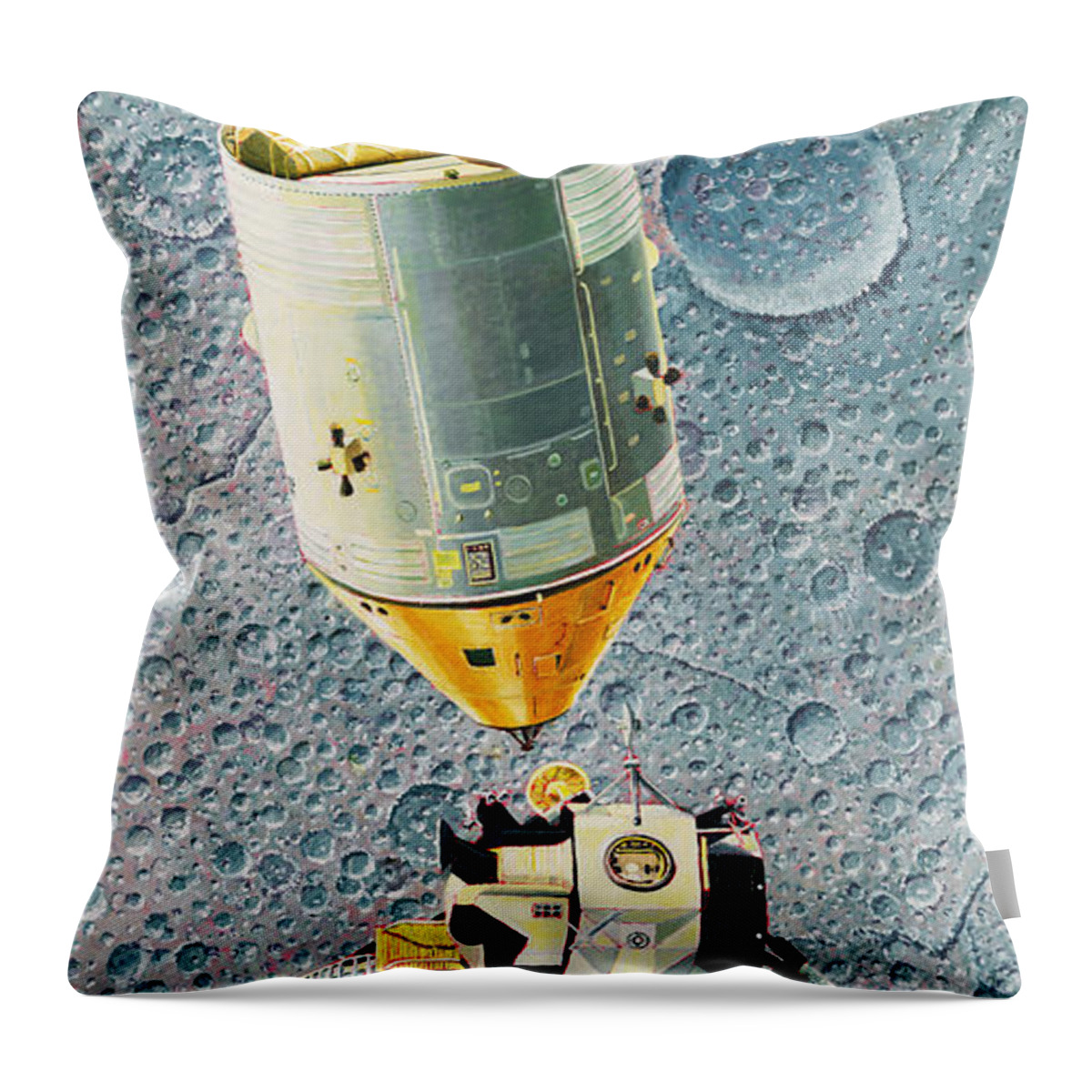 Space Throw Pillow featuring the painting Go For Landing by Douglas Castleman