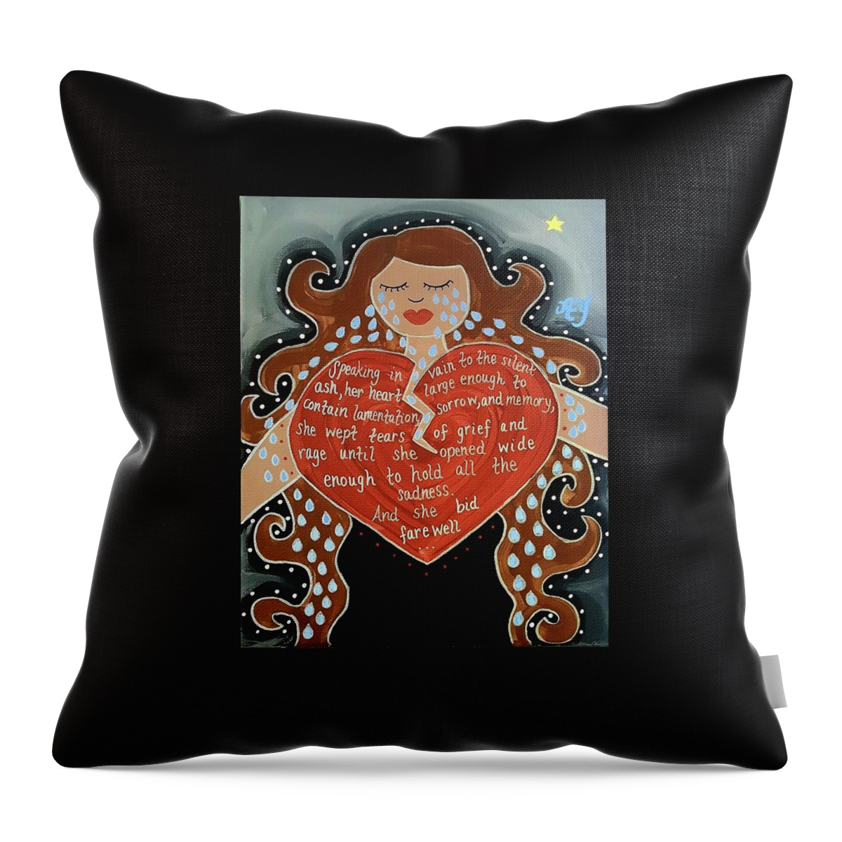 Holy Throw Pillow featuring the painting Goddess of Grief by Angela Yarber