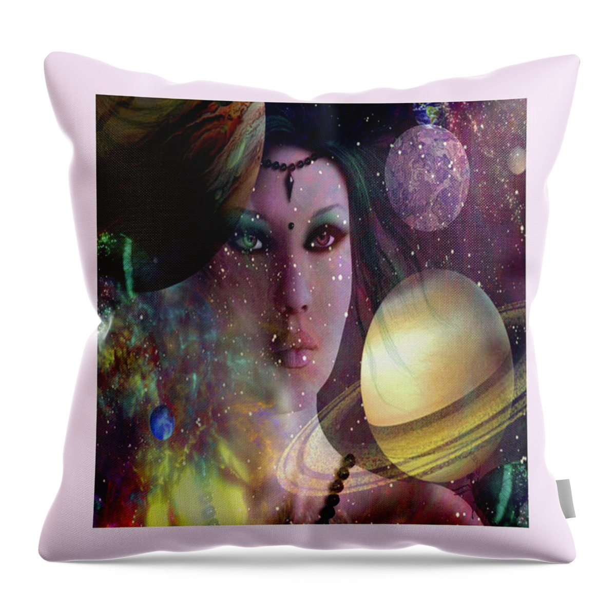 Adult Throw Pillow featuring the digital art Goddess of planets by Mitchell Watrous