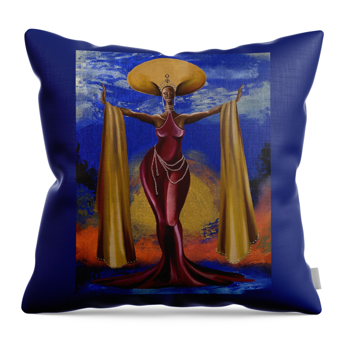Black Throw Pillow featuring the digital art Goddess by Terri Meredith