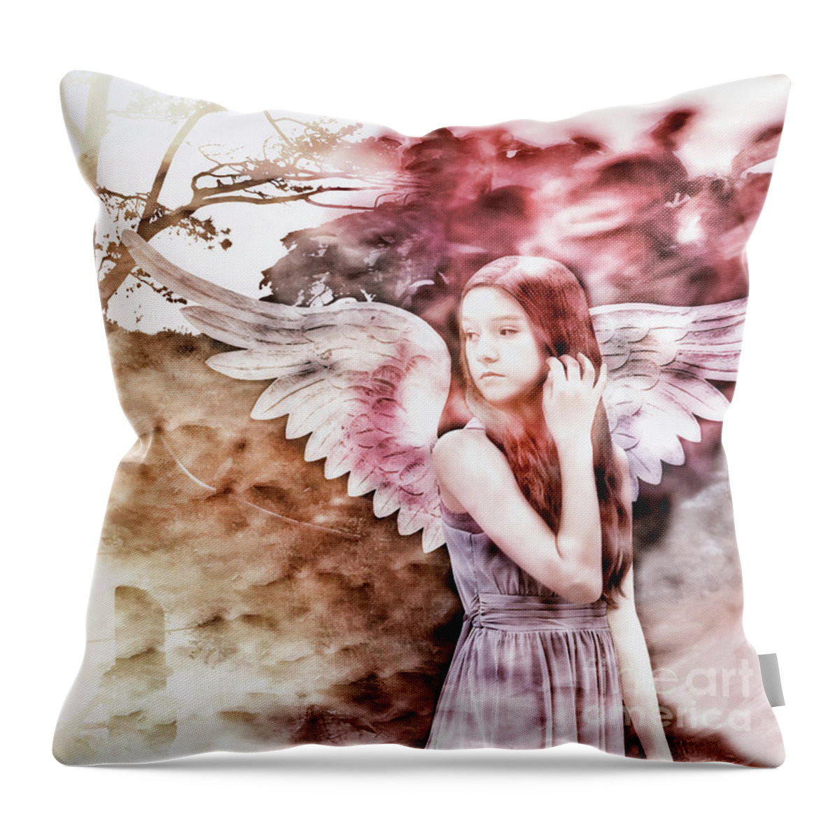 Angel Throw Pillow featuring the digital art God's Creation by Claudia Ellis