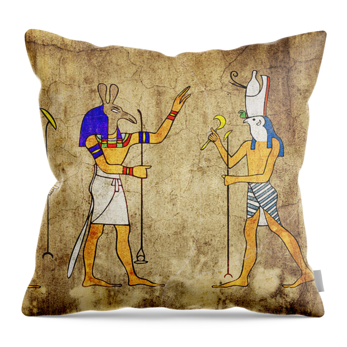 Anubis Throw Pillow featuring the digital art Gods of Ancient Egypt by Michal Boubin