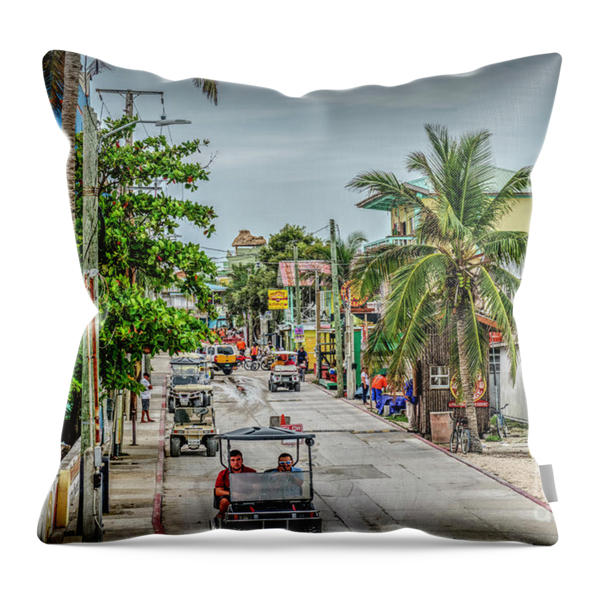 San Pedro Belize Throw Pillow featuring the photograph Going to the Bridge at the Split by David Zanzinger
