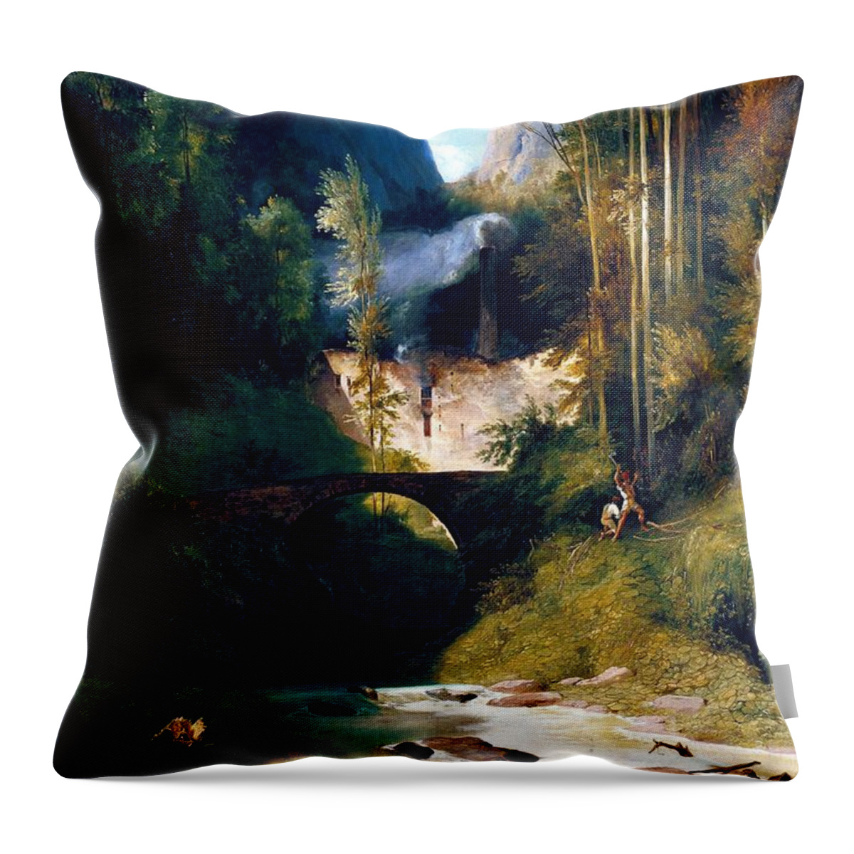Pd: Reproduction Throw Pillow featuring the painting Gola vicino ad Amalfi by Thea Recuerdo